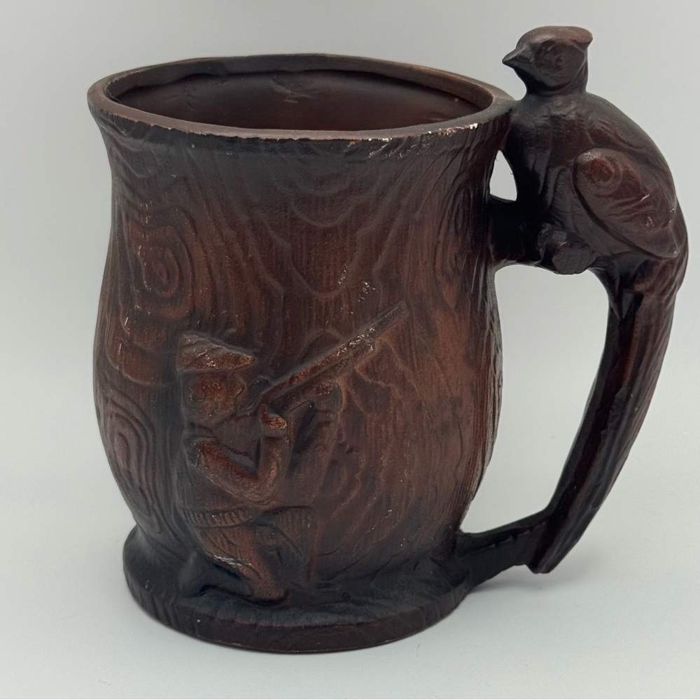 Vintage Napcoware Rustic Tree Stump Mug with Bird Handle C-7093 ©1993